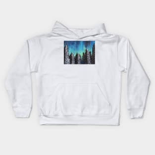 Northern Lights Pine Trees Kids Hoodie